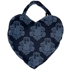 Dr Who Tardis Pattern Giant Heart Shaped Tote by Tsamara