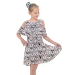 Cute Animals Kids  Shoulder Cutout Chiffon Dress by DinkovaArt