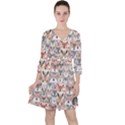 Mix Animal Faces Quarter Sleeve Ruffle Waist Dress View1