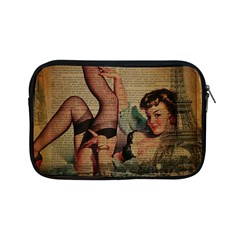 Vintage Newspaper Print Sexy Hot Pin Up Girl Paris Eiffel Tower Apple Ipad Mini Zipper Case by chicelegantboutique