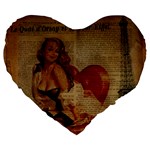 Vintage Newspaper Print Sexy Hot Gil Elvgren Pin Up Girl Paris Eiffel Tower 19  Premium Heart Shape Cushion Front