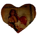 Vintage Newspaper Print Sexy Hot Gil Elvgren Pin Up Girl Paris Eiffel Tower 19  Premium Heart Shape Cushion Back