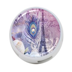 Peacock Feather White Rose Paris Eiffel Tower 4-port Usb Hub (one Side) by chicelegantboutique