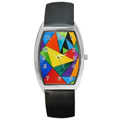 Abstract Tonneau Leather Watch by Siebenhuehner