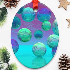 Ocean Dreams, Abstract Aqua Violet Ocean Fantasy Oval Ornament by DianeClancy