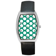 Emerald Green Polkadot Tonneau Leather Watch by Zandiepants