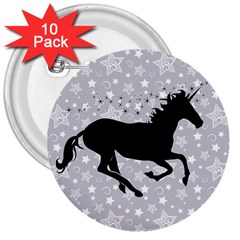 Unicorn On Starry Background 3  Button (10 Pack) by StuffOrSomething