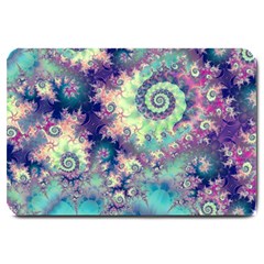 Violet Teal Sea Shells, Abstract Underwater Forest Large Doormat by DianeClancy