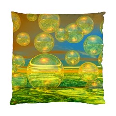 Golden Days, Abstract Yellow Azure Tranquility Cushion Case (single Sided)  by DianeClancy