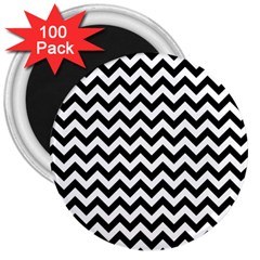 Black And White Zigzag 3  Button Magnet (100 Pack)