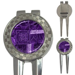 Pretty Purple Patchwork Golf Pitchfork & Ball Marker by FunWithFibro