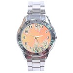 Peach Spring Frost On Flowers Fractal Stainless Steel Watch Front