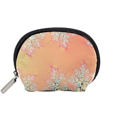 Peach Spring Frost On Flowers Fractal Accessory Pouch (small)