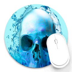 Skull In Water 8  Mouse Pad (round) by icarusismartdesigns