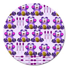 Fms Honey Bear With Spoons Magnet 5  (round) by FunWithFibro