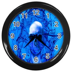 Alien Blue Wall Clock (black) by icarusismartdesigns