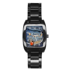 Blue Jean Lady Bug Stainless Steel Barrel Watch by TheWowFactor