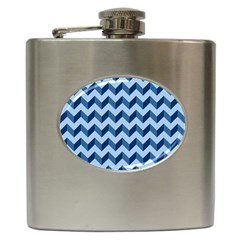 Tiffany Blue Modern Retro Chevron Patchwork Pattern Hip Flask by GardenOfOphir