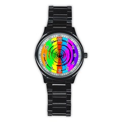 Rainbow Test Pattern Sport Metal Watch (black) by StuffOrSomething