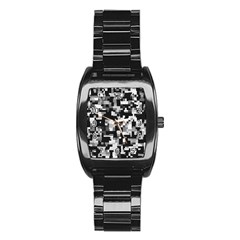 Background Noise In Black & White Stainless Steel Barrel Watch by StuffOrSomething