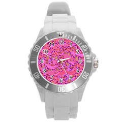 Bright Pink Confetti Storm Plastic Sport Watch (large)