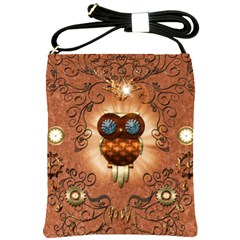 Steampunk, Funny Owl With Clicks And Gears Shoulder Sling Bags by FantasyWorld7