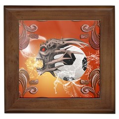 Soccer With Skull And Fire And Water Splash Framed Tiles by FantasyWorld7