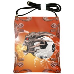 Soccer With Skull And Fire And Water Splash Shoulder Sling Bags by FantasyWorld7