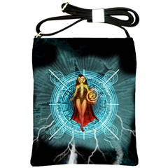 Beautiful Witch With Magical Background Shoulder Sling Bags by FantasyWorld7