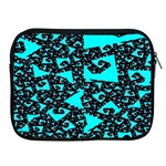 Teal on Black Funky Fractal Apple iPad 2/3/4 Zipper Cases Front