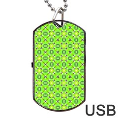 Vibrant Abstract Tropical Lime Foliage Lattice Dog Tag Usb Flash (two Sides)  by DianeClancy