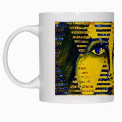 Conundrum Ii, Abstract Golden & Sapphire Goddess White Mugs by DianeClancy