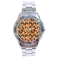 Brown Tiles Stainless Steel Analogue Watch by FunkyPatterns