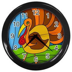 Thanksgiving Turkey  Wall Clocks (black) by Valentinaart