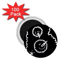 Funny Black And White Doodle Snowballs 1 75  Magnets (100 Pack) 