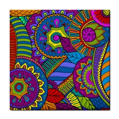 Pop Art Paisley Flowers Ornaments Multicolored Tile Coasters by EDDArt