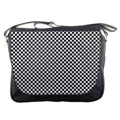 Sports Racing Chess Squares Black White Messenger Bags by EDDArt