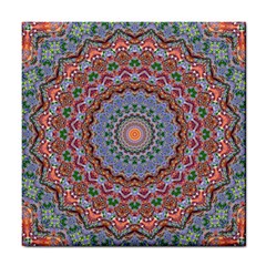 Abstract Painting Mandala Salmon Blue Green Tile Coasters by EDDArt