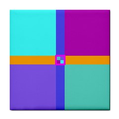 Right Angle Squares Stripes Cross Colored Tile Coasters by EDDArt