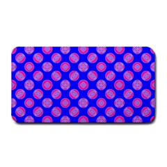 Bright Mod Pink Circles On Blue Medium Bar Mats by BrightVibesDesign