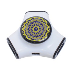 Yellow Blue Gold Mandala 3-port Usb Hub by designworld65