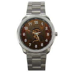 Awesome Dragon, Tribal Design Sport Metal Watch by FantasyWorld7