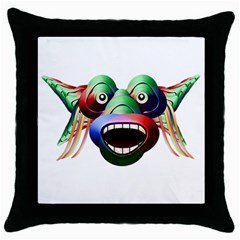 Futuristic Funny Monster Character Face Throw Pillow Case (black) by dflcprints