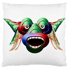 Futuristic Funny Monster Character Face Large Flano Cushion Case (one Side) by dflcprints