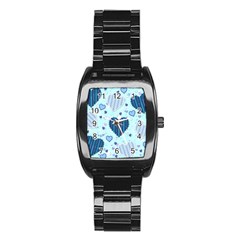 Light And Dark Blue Hearts Stainless Steel Barrel Watch by LovelyDesigns4U