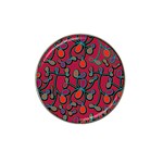 Red floral pattern Hat Clip Ball Marker Front