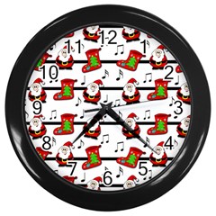 Xmas Song Pattern Wall Clocks (black) by Valentinaart