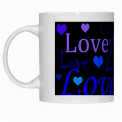 Blue Love Pattern White Mugs by Valentinaart