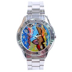 Graffiti Wall Color Artistic Stainless Steel Analogue Watch by Amaryn4rt