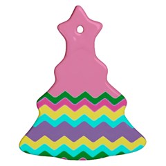 Easter Chevron Pattern Stripes Christmas Tree Ornament (two Sides) by Nexatart